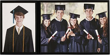 Mosaico escolar con la foto del alumno y la foto de su grupo en una base de MDF