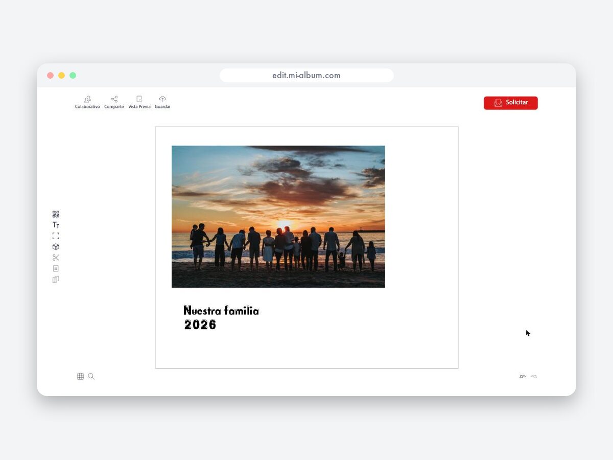 El editor con una foto y un texto acomodados en el lienzo