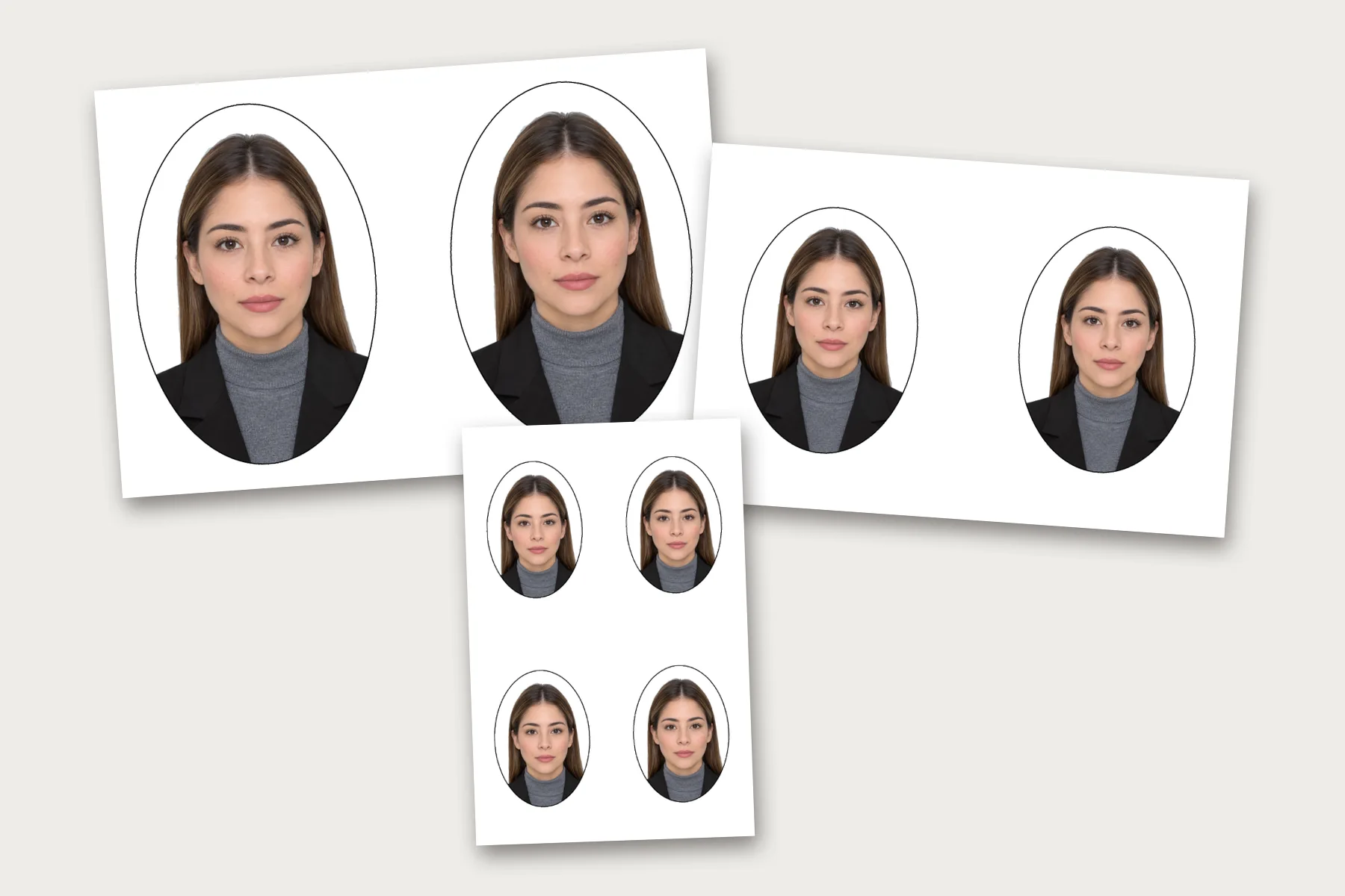 Hojas de fotos ovaladas tamaño título, diploma y óvalo credencial